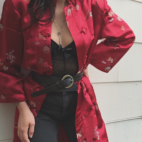 Vintage Dresses & Skirts - VINTAGE / 1970s Full Length Silk Cheongsam Dress